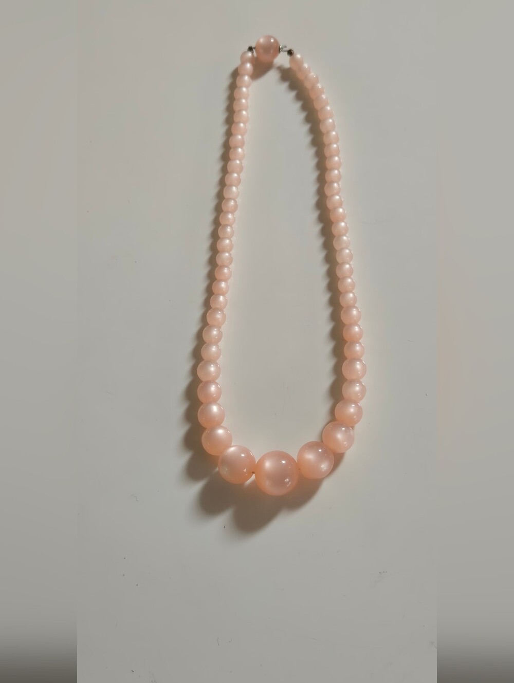 Vintage Pink Moon Glow Beads  Necklace Hard To Find Very Cute - Picture 9 of 13
